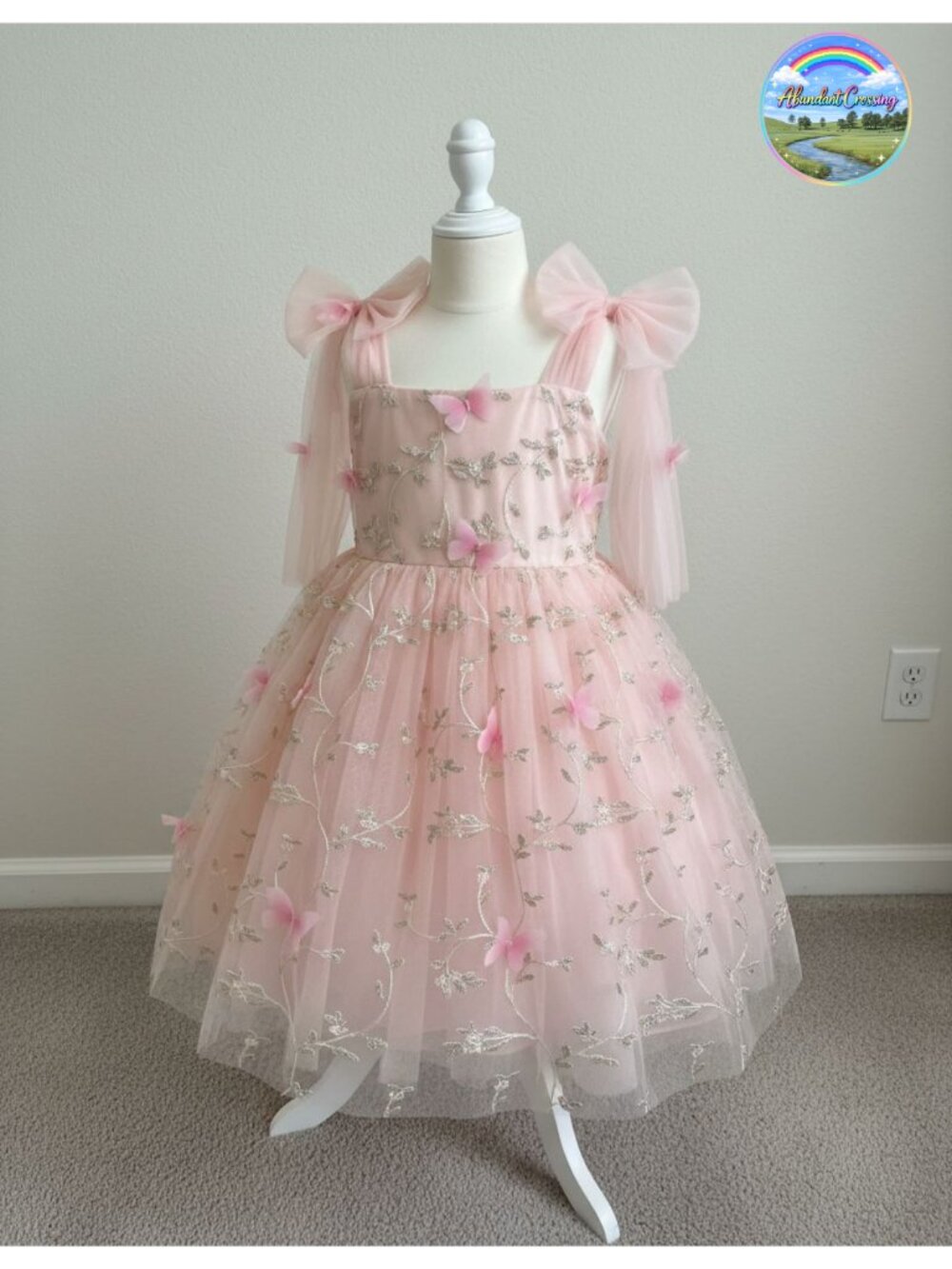 Baby Girl Sleeveless Embroidered Tulle Dress Toddler Birthday Party Dress
